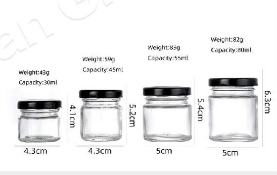 Clear Empty Square Honey Food Glass Jar Packaging With Metal Lid 50ml - 650ml