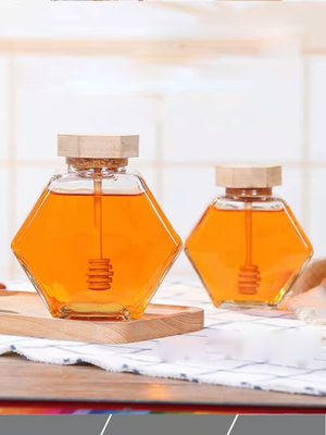 250ml Clear Food Glass Jar Bamboo Lid For Holding Honey Storage