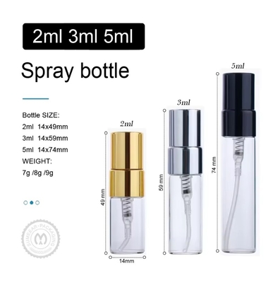Mini Glass Perfume Bottles 2ml 3ml 5ml Vials for Spray Atomizer Sample Gift Test for Perfume