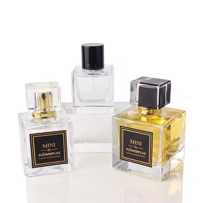 High quality Luxury Square Design 30ml 50ml Glass Empty Customized Spray Perfume Bottle With Lid