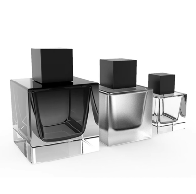 High quality Luxury Square Design 30ml 50ml Glass Empty Customized Spray Perfume Bottle With Lid