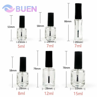 Glass Nail Polish Bottles 3ml 5ml 10ml 15ml 20ml Square Empty Nail Polish Glass Bottle With Brush