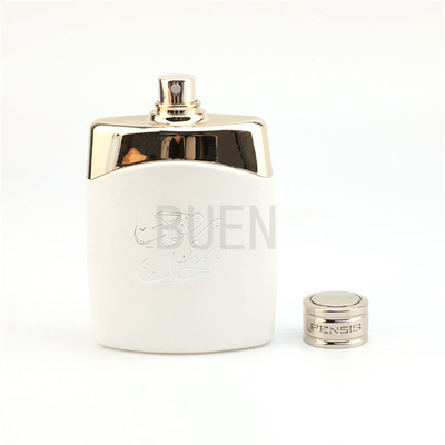 Five Pointed White Glass Perfume Bottle 100ml With UV Silver Weighted Cover