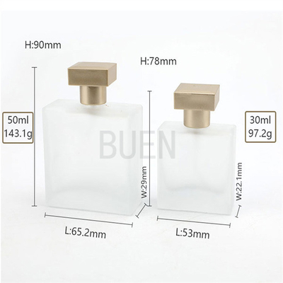Screw Thread Frosted Perfume Glass Bottle Square Multicolor 1oz