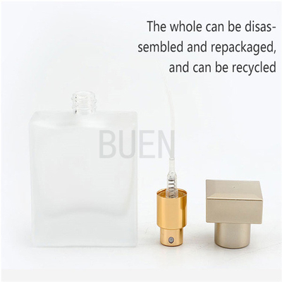 Screw Thread Frosted Perfume Glass Bottle Square Multicolor 1oz