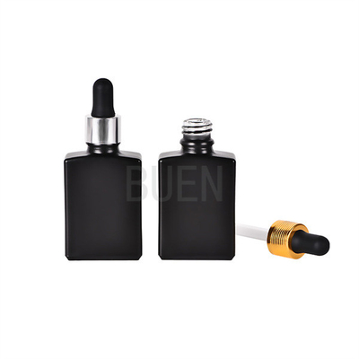 Cosmetic Packaging Glass Dropper Bottle Frosted Black Customized