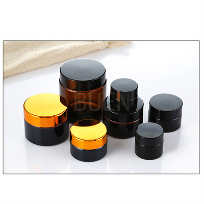 Buen Gold Lid Amber Glass Jars Non BPA Durable Cosmetic Packaging Bottles