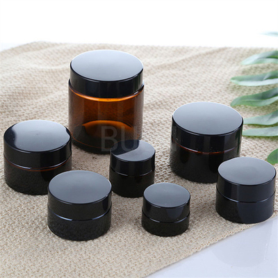 Buen Gold Lid Amber Glass Jars Non BPA Durable Cosmetic Packaging Bottles