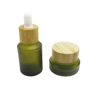 Blue Glass Cosmetic Jars For Moisturizer Inclined Shoulder With Bamboo Lid 5g