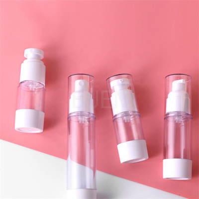 Transparent Plastic Airless Cosmetic Packaging With Spray Pump Screw Up