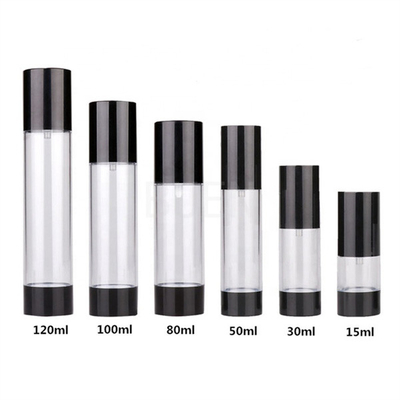 Black PP Airless Bottle Round Empty Lotion Bottle Eco Friendly