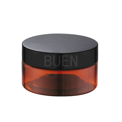 Amber Plastic Cream Jar Packaging With Black Screw Lid 100ml