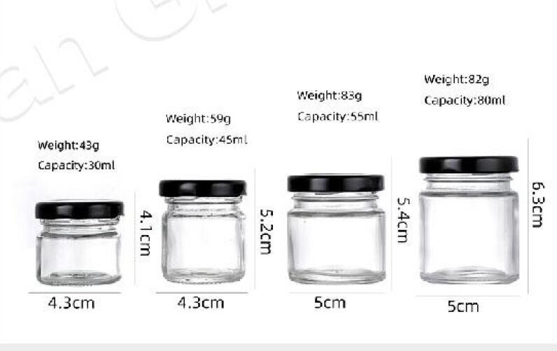 Clear Empty Square Honey Food Glass Jar Packaging With Metal Lid 50ml - 650ml