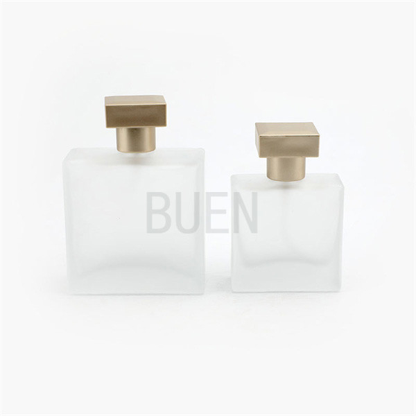Screw Thread Frosted Perfume Glass Bottle Square Multicolor 1oz