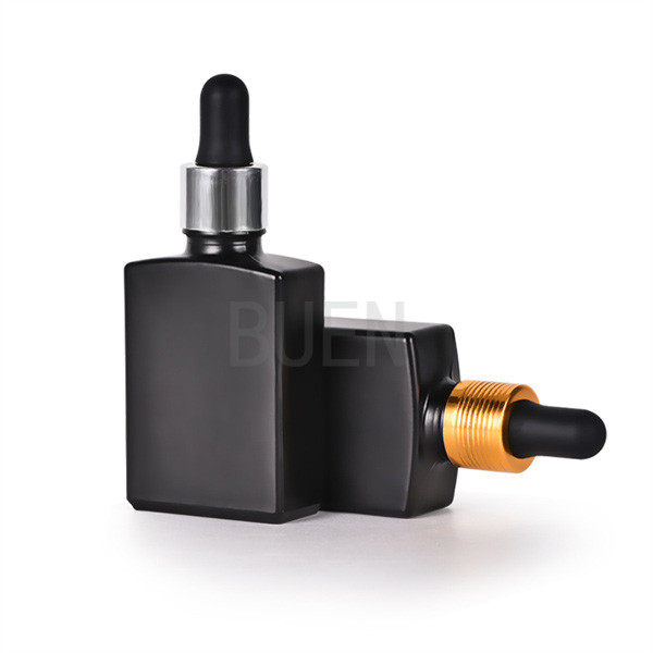 Cosmetic Packaging Glass Dropper Bottle Frosted Black Customized