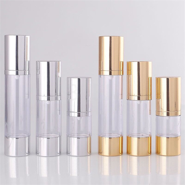 Transparent Plastic Airless Cosmetic Packaging With Spray Pump Screw Up